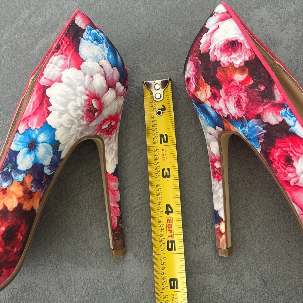 Justfab Pointed Toe Floral Stiletto Heels